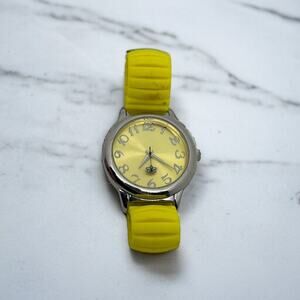 AVON Counting Critters Yellow Quartz Watch Silver Tone Stretch Band Untested